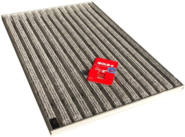 ACO Eingangsmatte 60 x 40 cm Rips hellgrau mit Winkelrahmen und Schnurwasserwaage